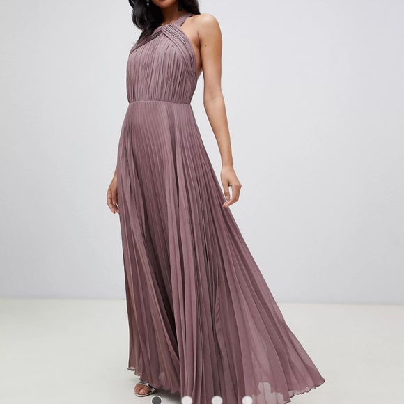 ASOS | Dresses | Asos Design Pleated Bodice Halter Maxi Dress